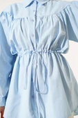 Önü Büzgülü Bel Tünelli Gömlek Bebe Mavi thumbnail 4