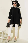 Bisiklet Yaka Biyeli Ayrobin Tunik Siyah thumbnail 2
