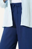 Bel İp Detaylı Bürümcük Pantolon Indıgo thumbnail 4