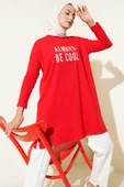 Always Be Cool Baskılı Tunik Kırmızı thumbnail 1