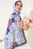 Gül Motifli Şal Lila thumbnail 3