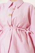Metal Fiyonk Düğmeli Gömlek Pembe thumbnail 4