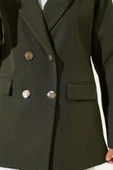 Cep Kapaklı Dört Düğmeli Blazer Ceket Haki thumbnail 4