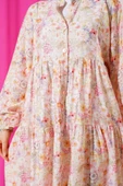 Hakim Yaka Çiçekli Kat Elbise Pembe thumbnail 4