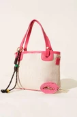 Bağcık Süs Detaylı Hasır Çanta Pembe thumbnail 1