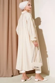 Tahta Düğmeli Uzun Tunik Bej thumbnail 3