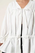 Tünelli Büzgülü Kimono Beyaz thumbnail 4
