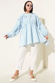 Çiçek Detaylı Kol Lastikli Tunik Bebe Mavi thumbnail 2