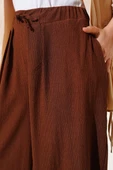 Beli İp Bağcıklı Şalvar Pantolon Kahve thumbnail 4