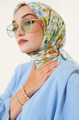 Çiçek Desen Bambu Kraş Eşarp Turkuaz thumbnail 2