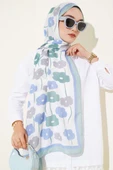Çiçek Desenli Şal Mint thumbnail 2
