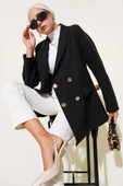 Cep Kapaklı Dört Düğmeli Blazer Ceket Siyah thumbnail 1