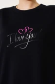 Loyşa I Love You Baskılı Tunik Siyah thumbnail 4