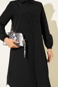Gömlek Yaka Tek Cepli Uzun Gömlek Siyah thumbnail 4