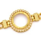 Altın Kaplama İmitasyon Zirkon Taşlı İşlemeli Zincir Çeyrek Çerçeve Bileklik BLK-1170 thumbnail 4