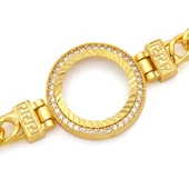 Altın Kaplama İmitasyon  Zirkon Taşlı Zincirli Çeyrek Çerçeve Bileklik BLK-1166 thumbnail 4