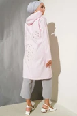 Taşlı Nakış Detaylı Kapüşonlu Kap Pembe thumbnail 3