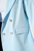 Cep Kapaklı Dört Düğmeli Blazer Ceket Mavi thumbnail 4