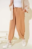 Beli İp Bağcıklı Şalvar Pantolon Camel thumbnail 2