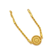 Altın Kaplama Çeyrekli Dorika Çerçeve Burgu Zincirli Bileklik BLK-1173 thumbnail 3