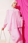 Dantel Detaylı Brit Düğmeli İkili Takım Pembe thumbnail 2
