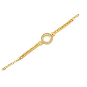 Altın Kaplama İmitasyon 2 Sıra Zirkon Taşlı Zincirli Çeyrek Çerçeve Bileklik BLK-1163 thumbnail 1