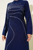 Taş Süs Detaylı Abiye Elbise Lacivert thumbnail 4