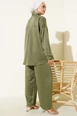Taş Düğme Detaylı İkili Takım Haki thumbnail 3