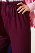 Bel İp Detaylı Bürümcük Pantolon Mürdüm thumbnail 4