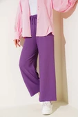 Bel İp Detaylı Bürümcük Pantolon Lila thumbnail 2
