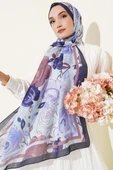 Gül Motifli Şal Lila thumbnail 1