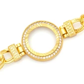 Altın Kaplama İmitasyon Zirkon Taşlı Desenli Figaro Model Çeyrek Çerçeve Bileklik BLK-1160 thumbnail 4