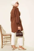 Önü Pensli İp Kuşaklı Tunik Kahve thumbnail 3