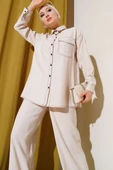 Gömlek Yaka Tek Cepli İkili Takım Bej thumbnail 2