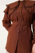 Bebe Yaka Dantelli Gömlek Kahve thumbnail 4