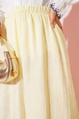 Bel Lastikli Müslin Etek Sarı thumbnail 4