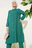 Önü Taş Detaylı Uzun Tunik İkili Takım Zümrüt thumbnail 2