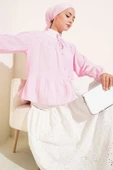 Brit Düğme Detaylı Bluz Pembe thumbnail 1