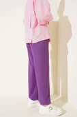 Bel İp Detaylı Bürümcük Pantolon Lila thumbnail 3