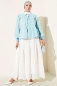 Brit Düğme Detaylı Bluz Mavi thumbnail 2
