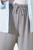 Bel İp Detaylı Bürümcük Pantolon Gri thumbnail 4