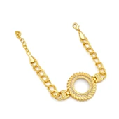 Altın Kaplama İmitasyon Zirkon Taşlı Desenli Figaro Arpa Model Çeyrek Çerçeve Bileklik BLK-1165 thumbnail 2