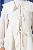 Bebe Yaka İp Bağlamalı Kimono Ekru thumbnail 4