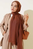 Aya Serisi İnce Pamuk Şal Açık Kahve -168 thumbnail 1