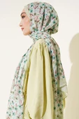 Papatya Desen Bambu Kraş Şal Su Yeşili thumbnail 3