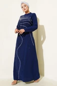 Taş Süs Detaylı Abiye Elbise Lacivert thumbnail 1