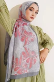 Otantik Yaprak Desen Şal Gri thumbnail 1
