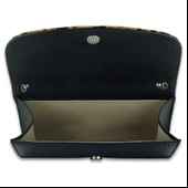 Erkan Saçmacı Siyah Leopar Vegan Zincir Askılı Manyetik Kapaklı Zarif Abiye El Çantası - 5