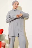 Gömlek Yaka Bürümcük İkili Takım Gri thumbnail 2
