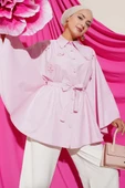 Çiçekli Detaylı Panço Gömlek Pembe thumbnail 1